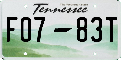 TN license plate F0783T