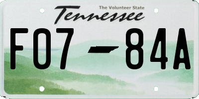 TN license plate F0784A