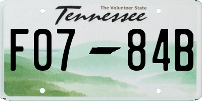 TN license plate F0784B