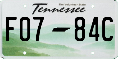 TN license plate F0784C