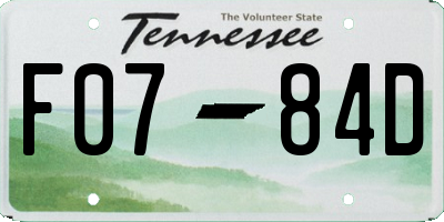 TN license plate F0784D
