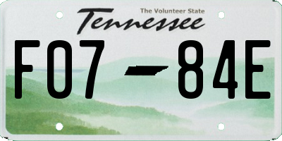 TN license plate F0784E