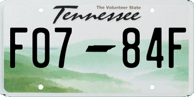 TN license plate F0784F