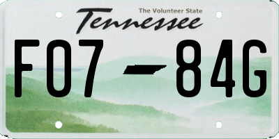 TN license plate F0784G