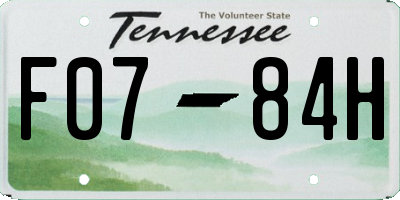TN license plate F0784H