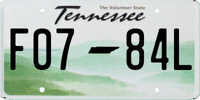 TN license plate F0784L