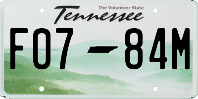 TN license plate F0784M