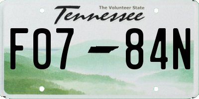 TN license plate F0784N