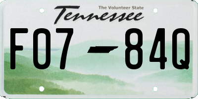 TN license plate F0784Q