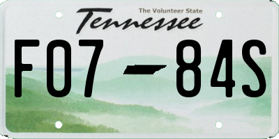 TN license plate F0784S