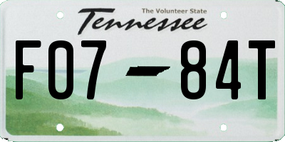 TN license plate F0784T