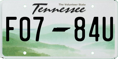 TN license plate F0784U
