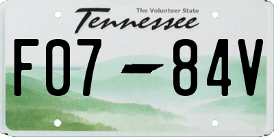 TN license plate F0784V