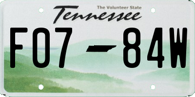 TN license plate F0784W