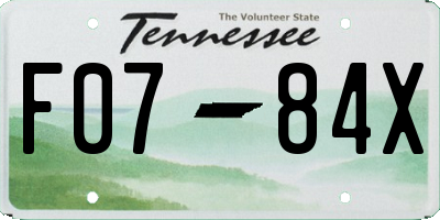 TN license plate F0784X