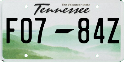 TN license plate F0784Z