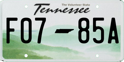TN license plate F0785A