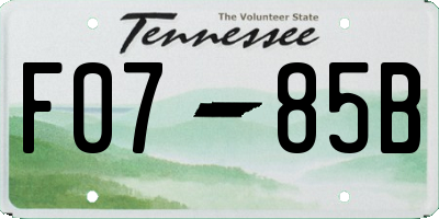 TN license plate F0785B