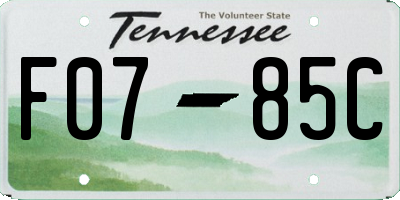 TN license plate F0785C