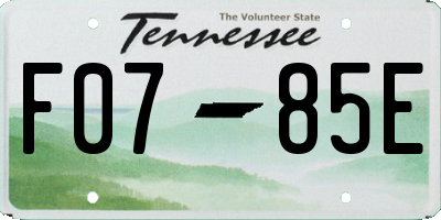 TN license plate F0785E