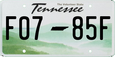 TN license plate F0785F