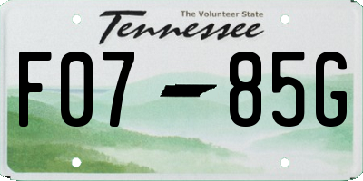 TN license plate F0785G
