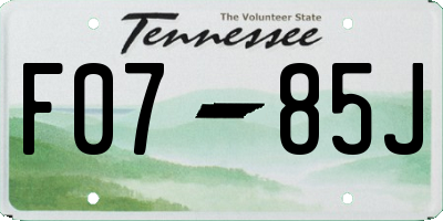 TN license plate F0785J