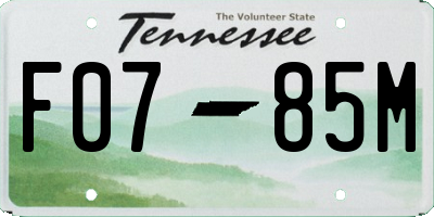 TN license plate F0785M