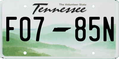 TN license plate F0785N