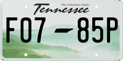 TN license plate F0785P