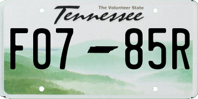 TN license plate F0785R