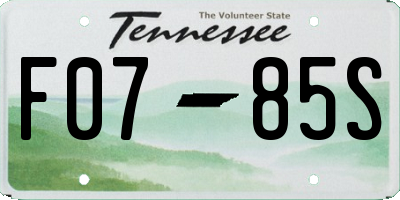 TN license plate F0785S