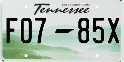 TN license plate F0785X