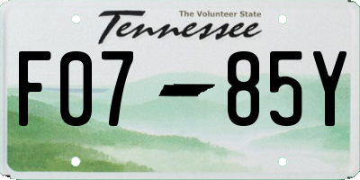 TN license plate F0785Y