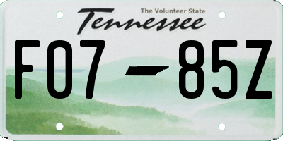 TN license plate F0785Z
