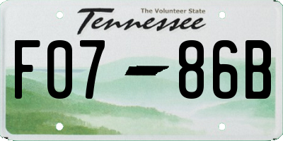 TN license plate F0786B