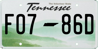 TN license plate F0786D