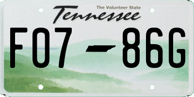 TN license plate F0786G