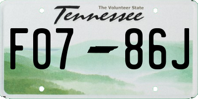 TN license plate F0786J