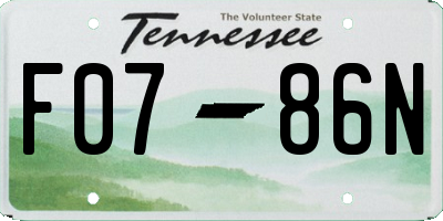TN license plate F0786N