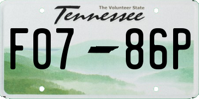 TN license plate F0786P