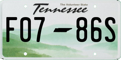 TN license plate F0786S