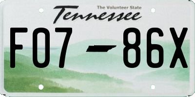 TN license plate F0786X