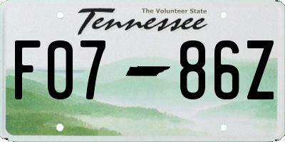 TN license plate F0786Z