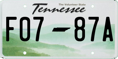TN license plate F0787A