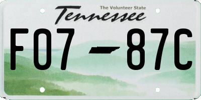 TN license plate F0787C