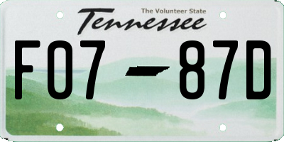 TN license plate F0787D