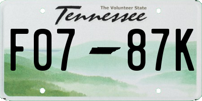 TN license plate F0787K