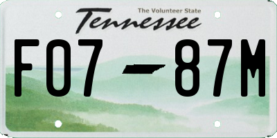 TN license plate F0787M