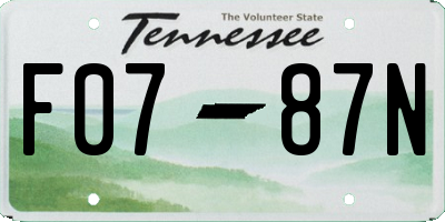 TN license plate F0787N